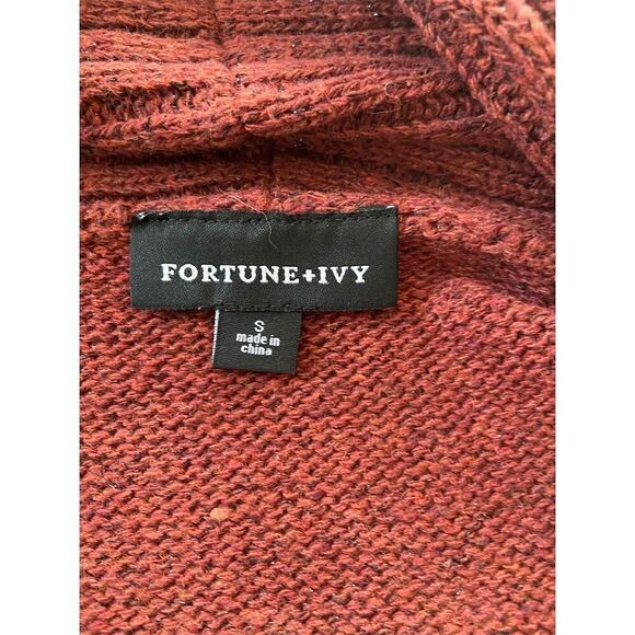 Fortune & Ivy NWOT Shawl Collar Open Cardigan Brick Red Size S Long Sleeve - Picture 4 of 12